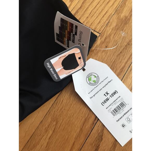 Women’s Plus Black High Waist Bikini Swim Bottoms NWT Size 1X Time and Tru. - Picture 5 of 6